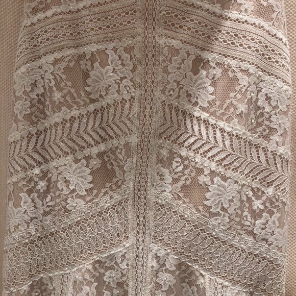 ivory/almond, ivory lace, sequins throughout dress, strapless - Picture 2 of 5